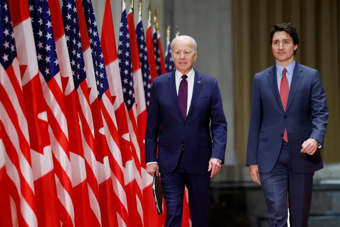 US President Joe Biden (left) and Canadian Prime Minister Justin Trudeau vowed to stand together with Ukraine, amid Russia's invasion.