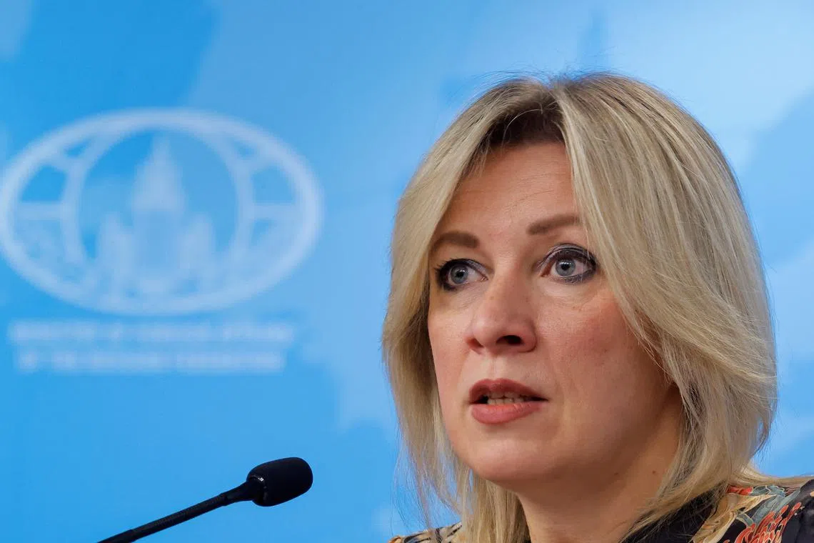 Russian Foreign Ministry spokeswoman Maria Zakharova speaks during a news conference in Moscow, Russia, April 4, 2023. REUTERS/Maxim Shemetov/File Photo