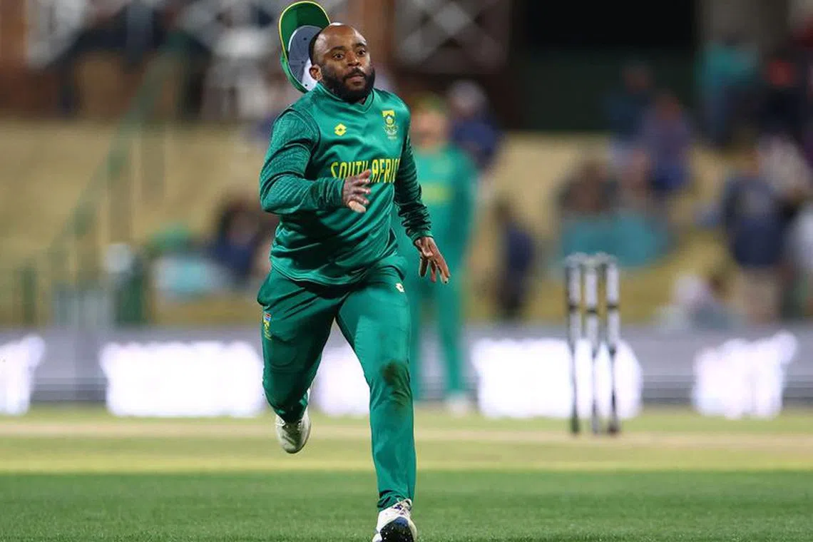 FILE PHOTO:Cricket - Third ODI - South Africa vs Australia - Senwes Park, Potchefstroom, South Africa - September 12, 2023 South Africa's Temba Bavuma in action REUTERS/Siphiwe Sibeko/File Photo