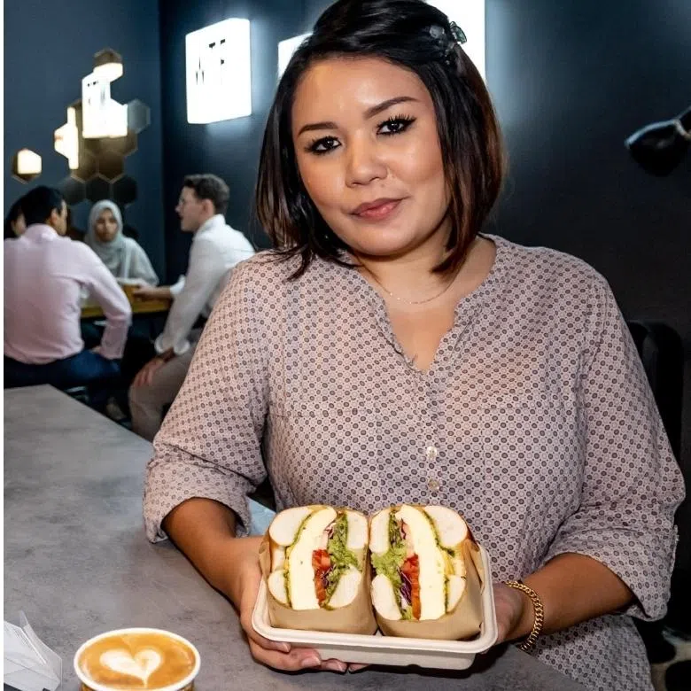 Ms Diyana Zarki (left) is the owner of Beigelhaus located near Maxwell MRT station. Mr Hemant Mathy is the owner of The Bagel Bunch, at The Metropolis in Buona Vista.