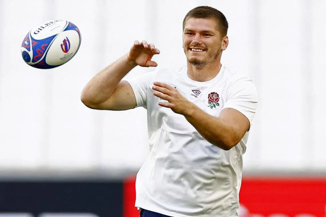 FILE PHOTO: Rugby Union - Rugby World Cup 2023 - England Training - Orange Velodrome, Marseille, France - September 8, 2023 England's Owen Farrell during training REUTERS/Peter Cziborra/File photo
