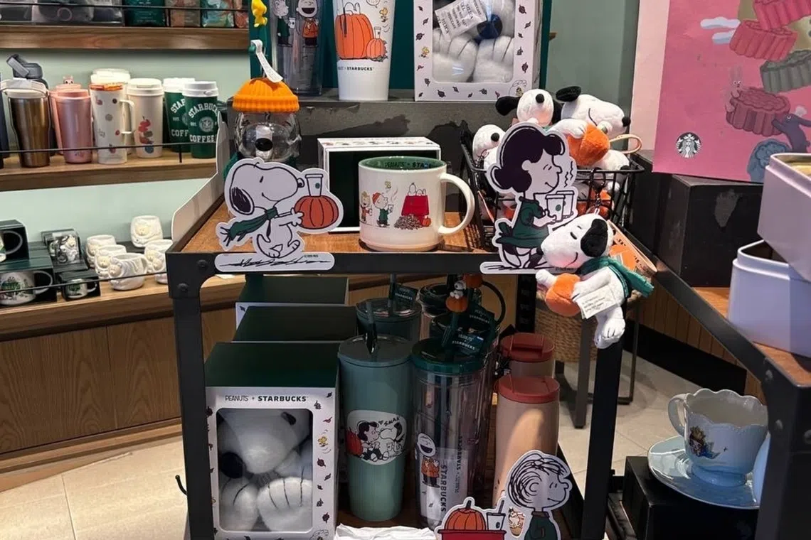 The autumn-themed Starbucks collection features beloved Peanuts characters Snoopy and Woodstock across a range of merchandise.