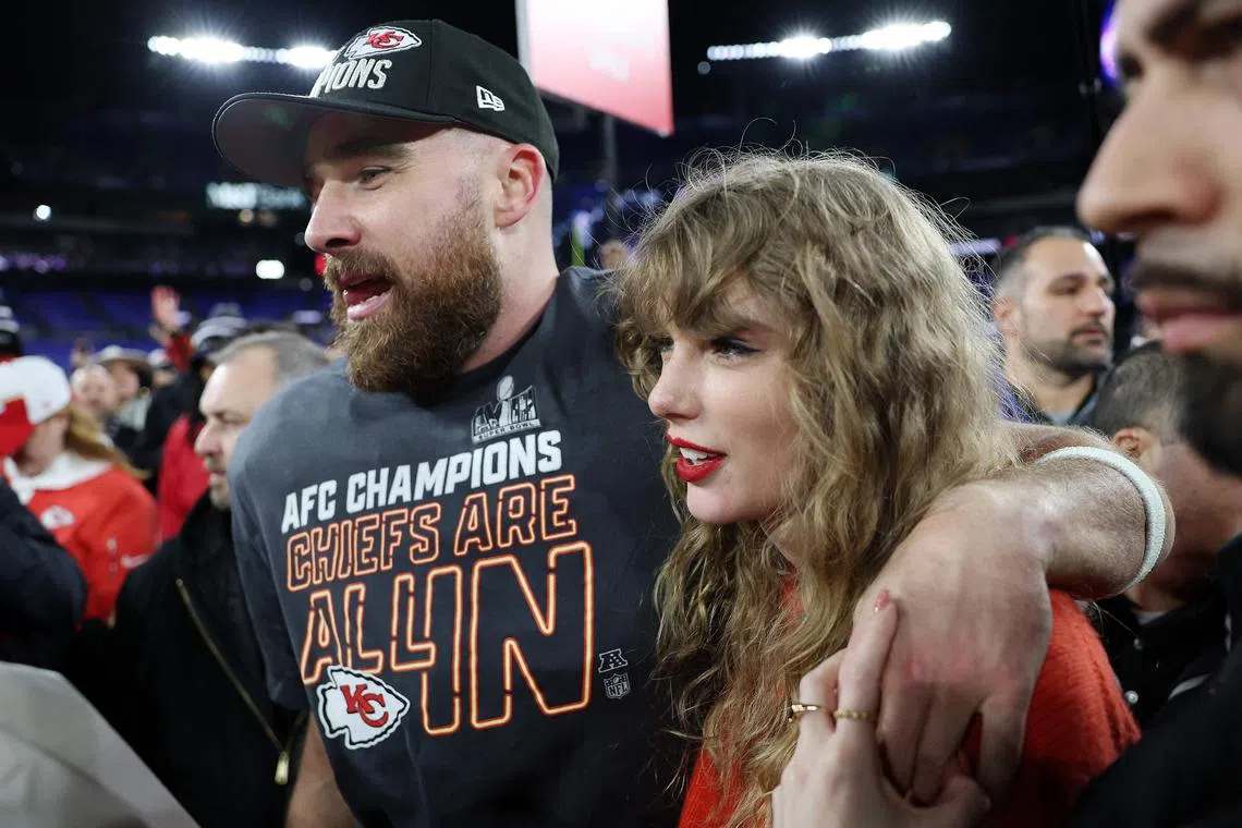 Taylor Swift is dating Kansas City Chiefs' Travis Kelce, whose team will be at the Super Bowl in Las Vegas on Feb 11.