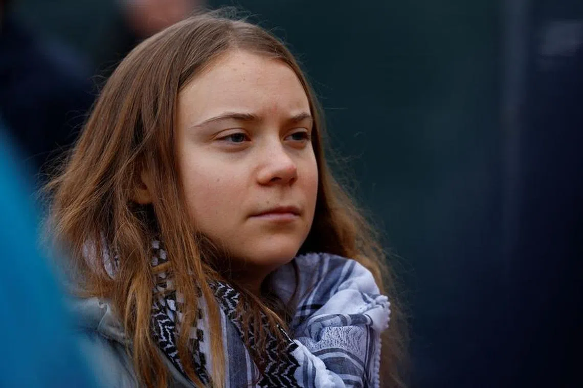 Greta Thunberg attends The March for Climate and Justice to demand political change before the elections in Amsterdam, Netherlands, November 12 2023. REUTERS/Piroschka van de Wouw/File Photo