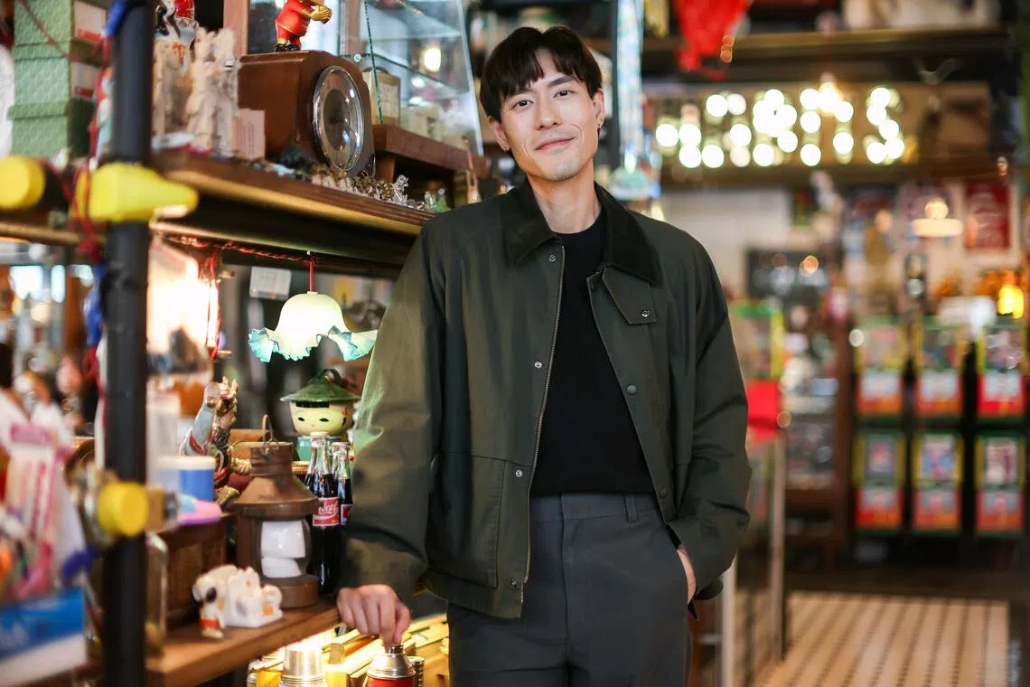 Actor James Seah at Old Habits Cafe on Aug 12 to promote Channel 8’s multi-generational family drama Brighter Days.