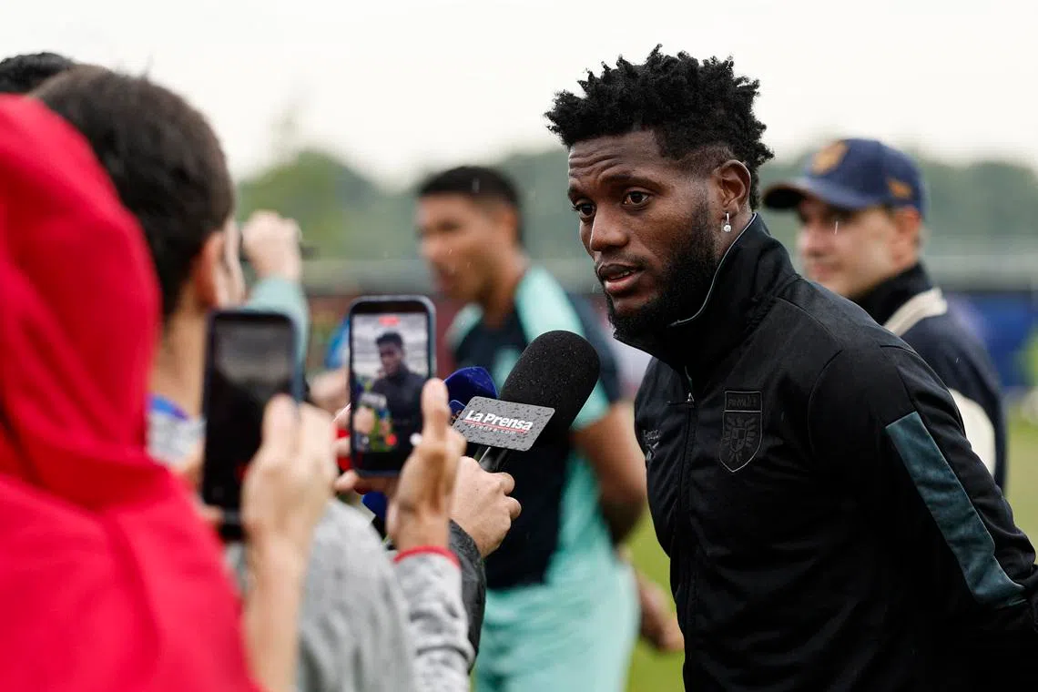 Soccer Football - FIFA World Cup 2026 - Panama Training - Centennial Park, Toronto, Canada - June 22, 2026 Panama's Jose Fajardo speaks to media before training REUTERS/Benoit Tessier