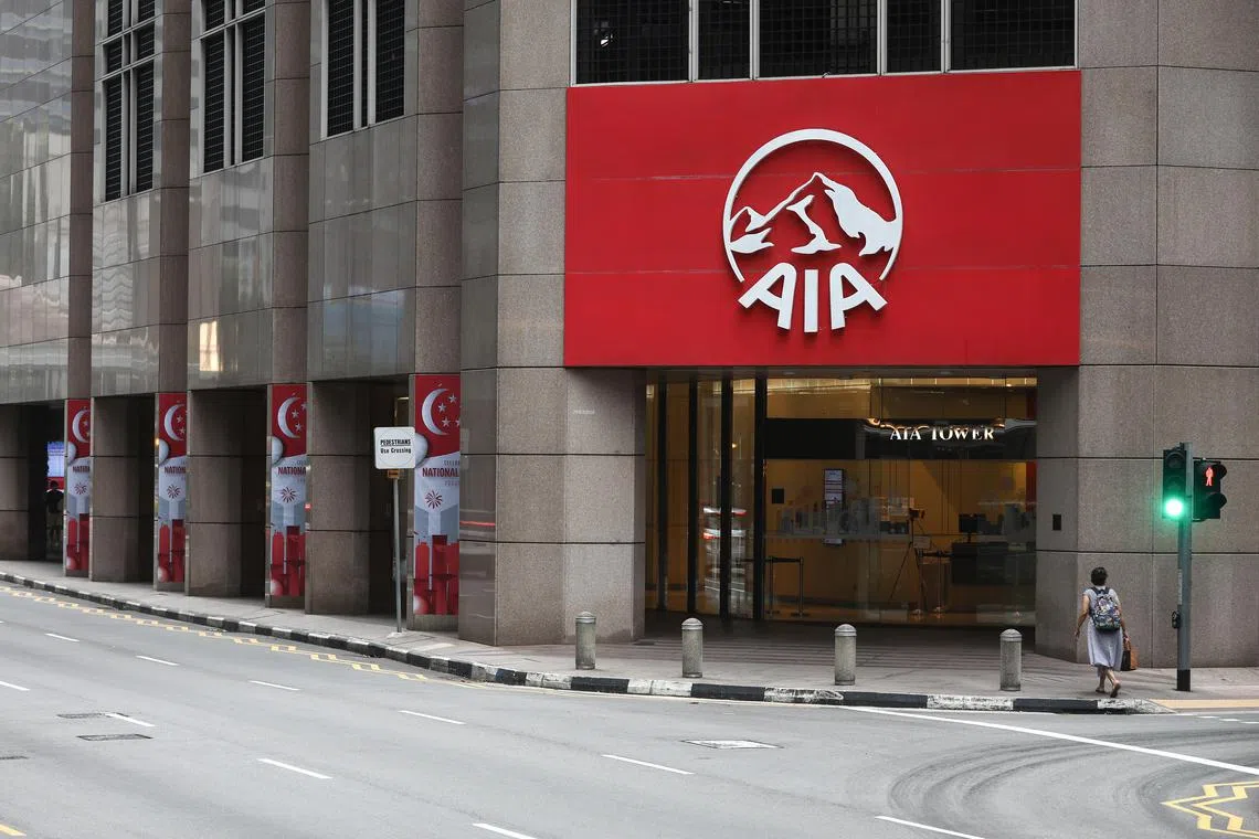 AIA Singapore's operating profit after tax amounts to US$343 million for the first half ended June 30. 