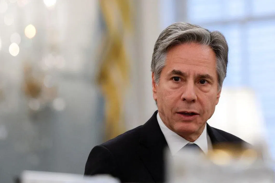 FILE PHOTO: U.S. Secretary of State Antony Blinken meets with human rights leaders at the State Department in Washington, U.S., December 7, 2023. REUTERS/Evelyn Hockstein/File Photo