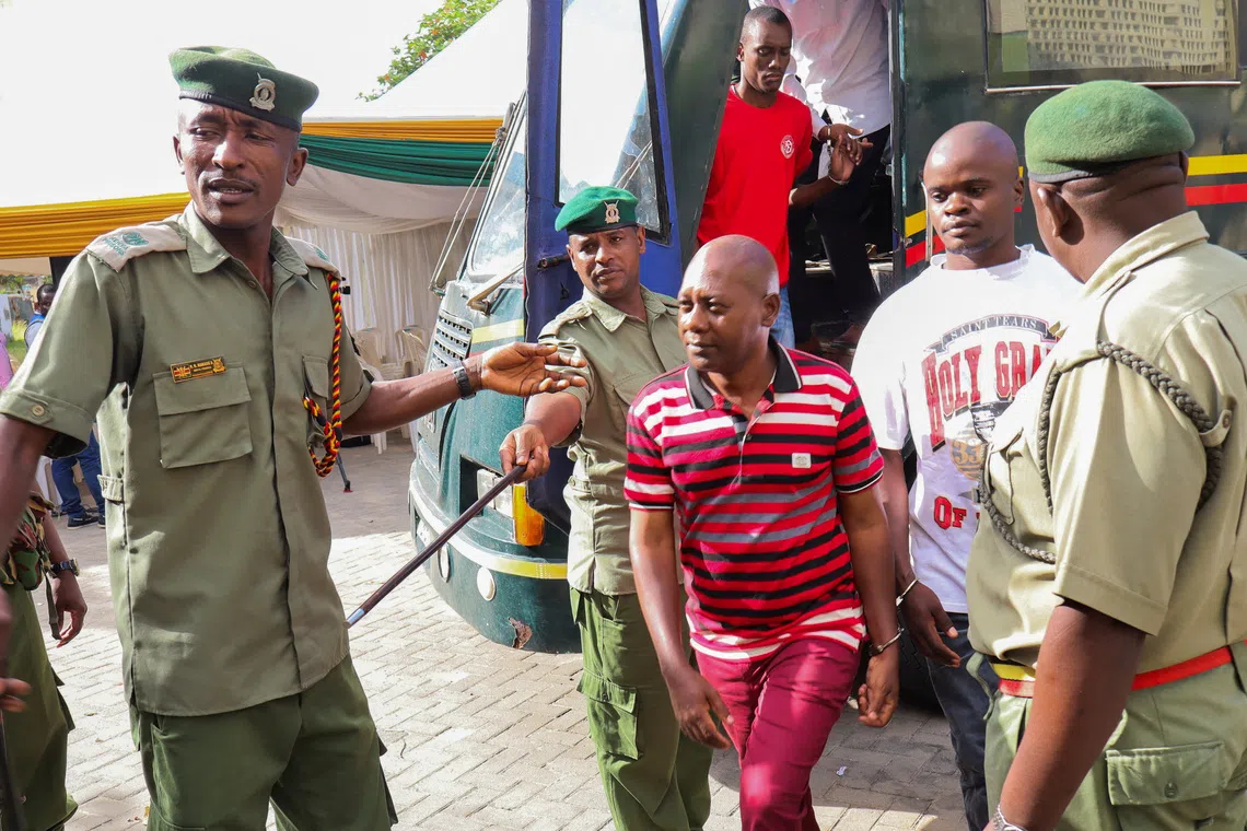 Paul Mackenzie, a Kenyan cult leader, arrives for his judgment at the Mombasa High Court, Kenya, on Oct 19.