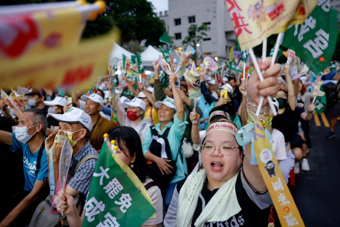 Supporters of the recall movement gather in Taipei, Taiwan July 19, 2025. REUTERS/Ann Wang/File Photo