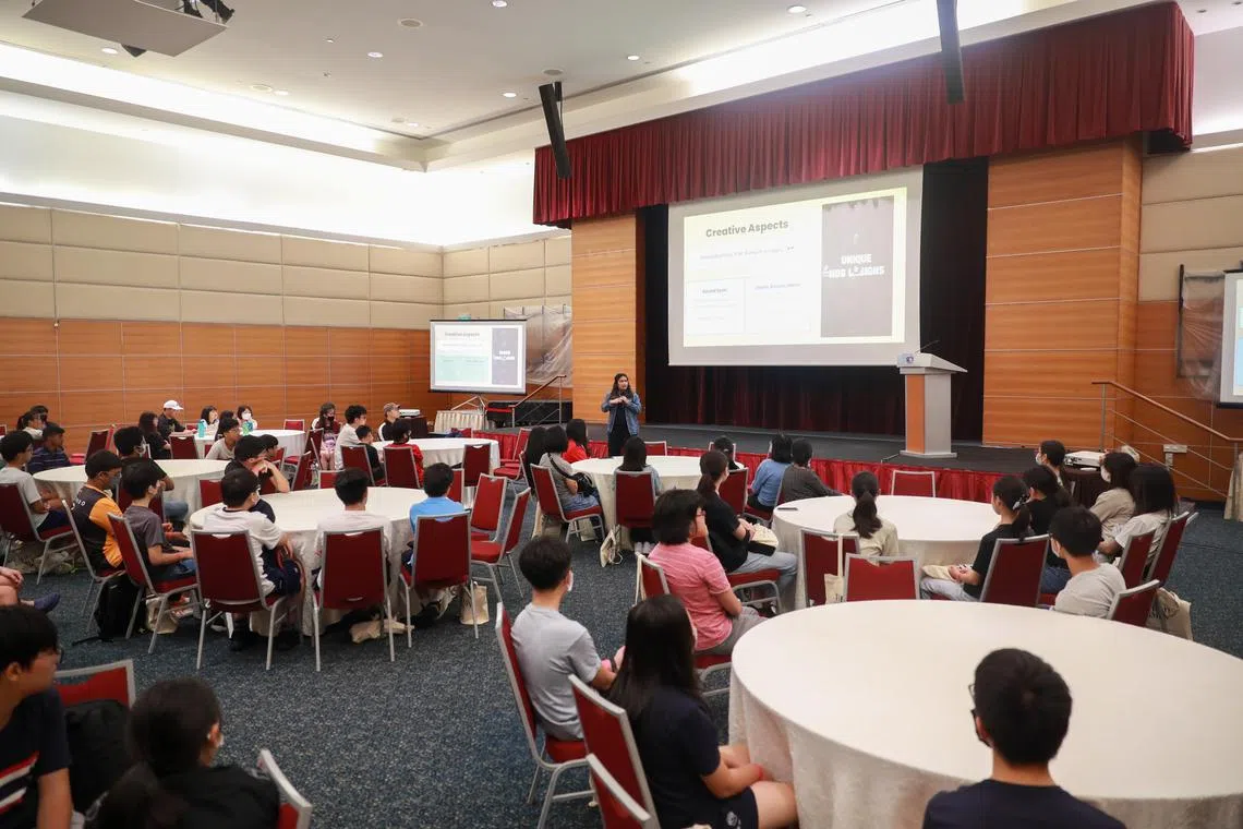 ST audience growth specialist Farzanah Friday (standing) teaching students at the Future Forecast Workshop on June 8.