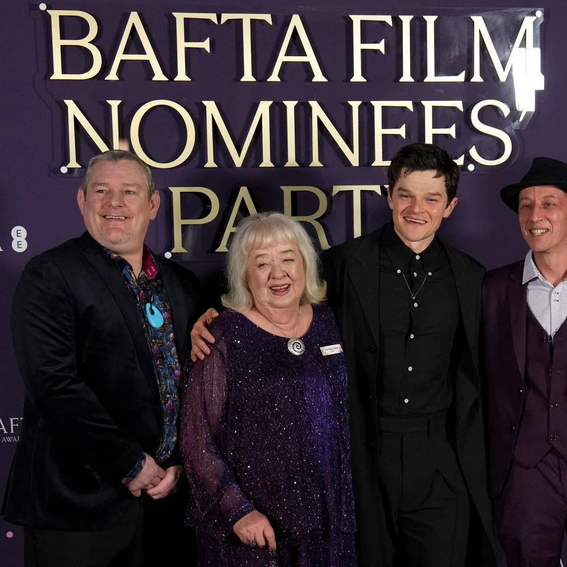 (From left) Tourette’s campaigner John Davidson and his friend Dottie Achenbach, as well as British actor Robert Aramayo at the BAFTA Film Awards Nominees' Party in London on Feb 21. 