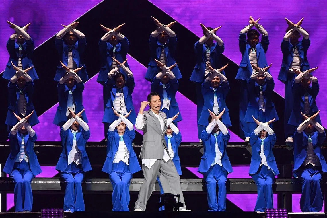 Hong Kong Heavenly King Andy Lau performing on Oct 10, 2024 during the first of four concerts in Singapore Indoor Stadium as part of his ?Today... Is The Day Andy Lau Concert Tour 2024? .
