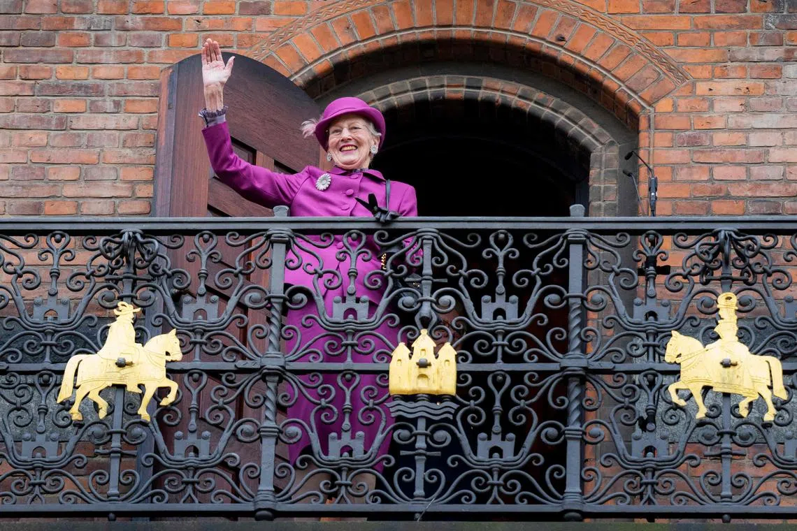 Denmark's Queen Margrethe II waved to a crowd of about 1,500 people in the capital’s main square.