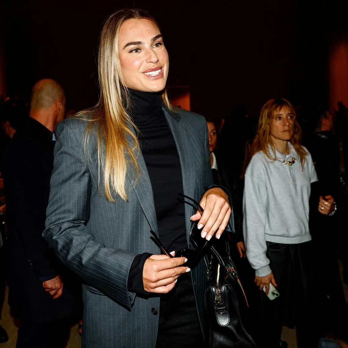 Tennis player Aryna Sabalenka ahead of a catwalk show for Gucci's Fall/Winter 2026/2027 collection during Fashion Week in Milan, Italy, February 27, 2026. REUTERS/Alessandro Garofalo