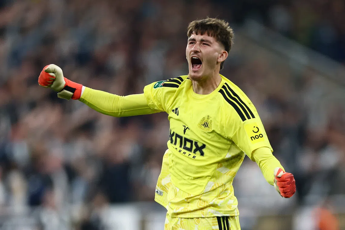 Newcastle United’s Ewen Jaouen celebrates after Harvey Barnes scores their third goal.