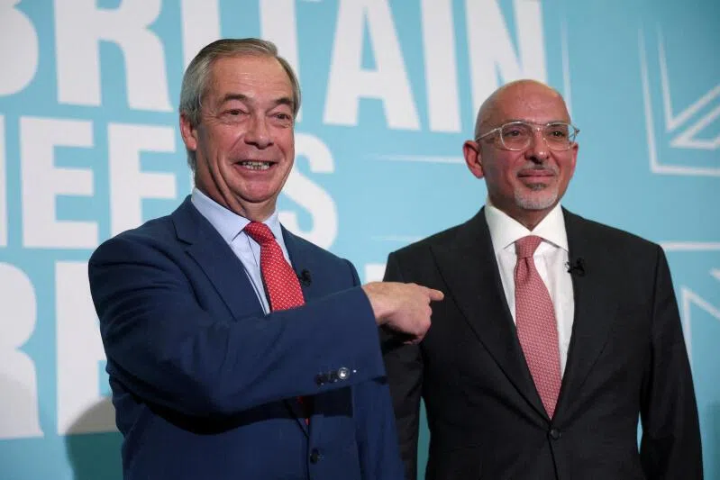 Former British finance minister Nadhim Zahawi at a press conference with Reform UK leader Nigel Farage in London, Britain, on Jan 12, 2026.