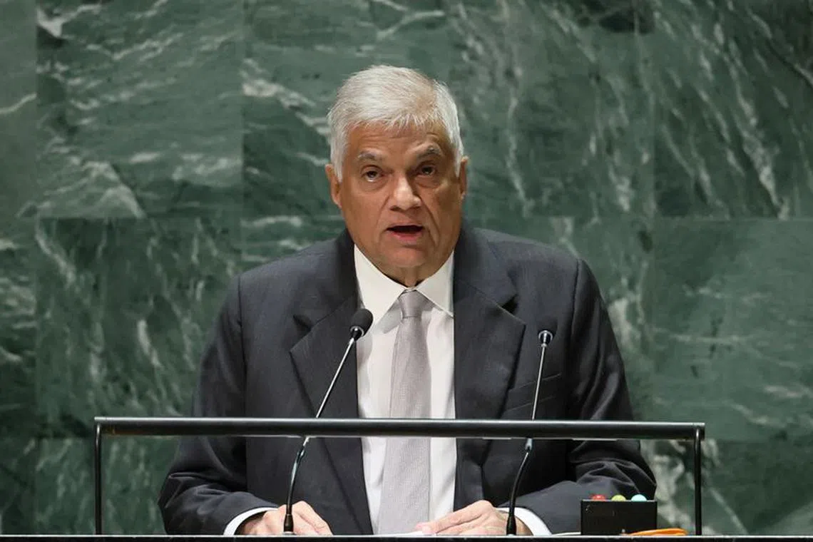 Sri Lanka's President Ranil Wickremesinghe addresses the 78th Session of the U.N. General Assembly in New York City, U.S., September 21, 2023. REUTERS/Brendan McDermid/File Photo