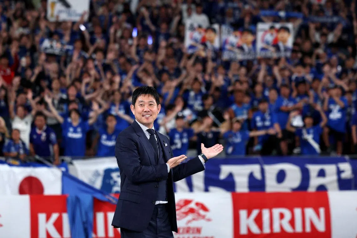 Soccer Football - International Friendly - Japan v Iceland - National Stadium, Tokyo, Japan - May 31, 2026 Japan coach Hajime Moriyasu after the match during the send-off ahead of the World Cup REUTERS/Issei Kato