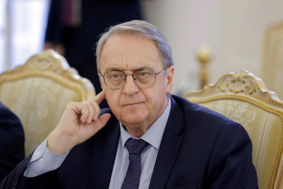 FILE PHOTO: Russian Deputy Foreign Minister Mikhail Bogdanov attends a meeting of Foreign Minister Sergei Lavrov with Sudanese Foreign Minister Ali Yousuf Al-Sharif in Moscow, Russia, February 12, 2025. REUTERS/Maxim Shemetov/Pool/File Photo