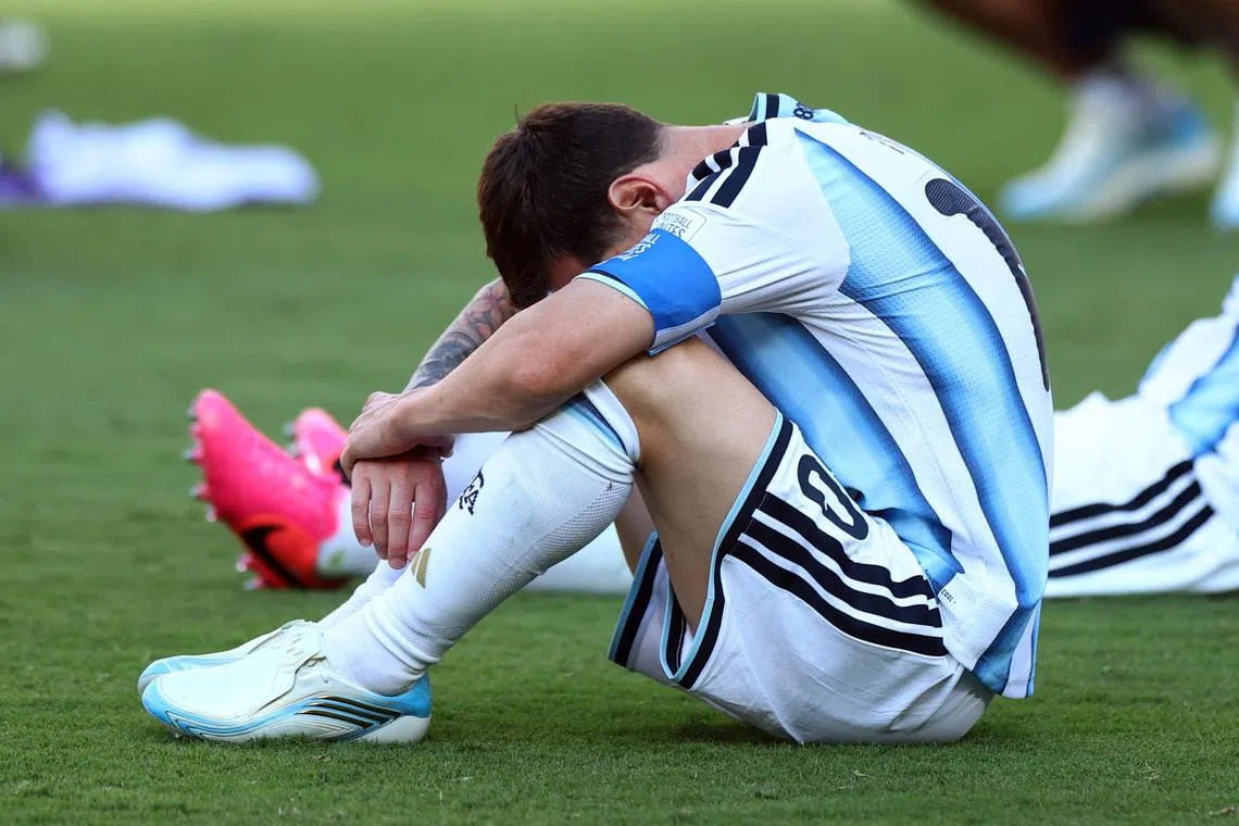 Lionel Messi looks dejected after losing the World Cup final.
