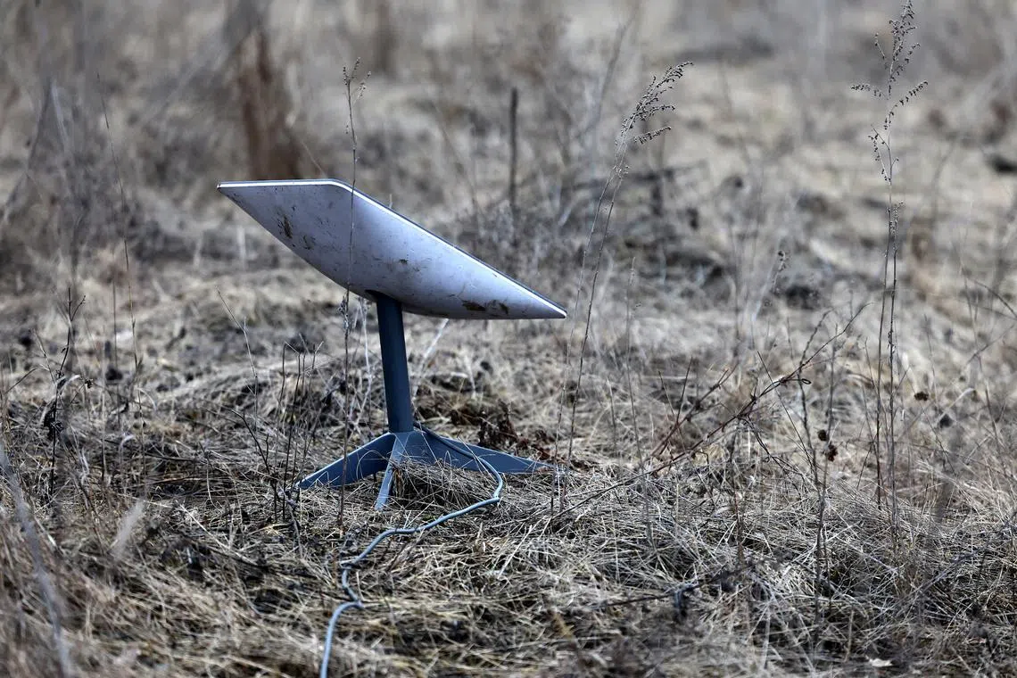 A Starlink satellite internet system is set up near the frontline town of Bakhmut amid Russia's attack on Ukraine, Donetsk region, Ukraine March 8, 2023. REUTERS/Lisi Niesner/File Photo