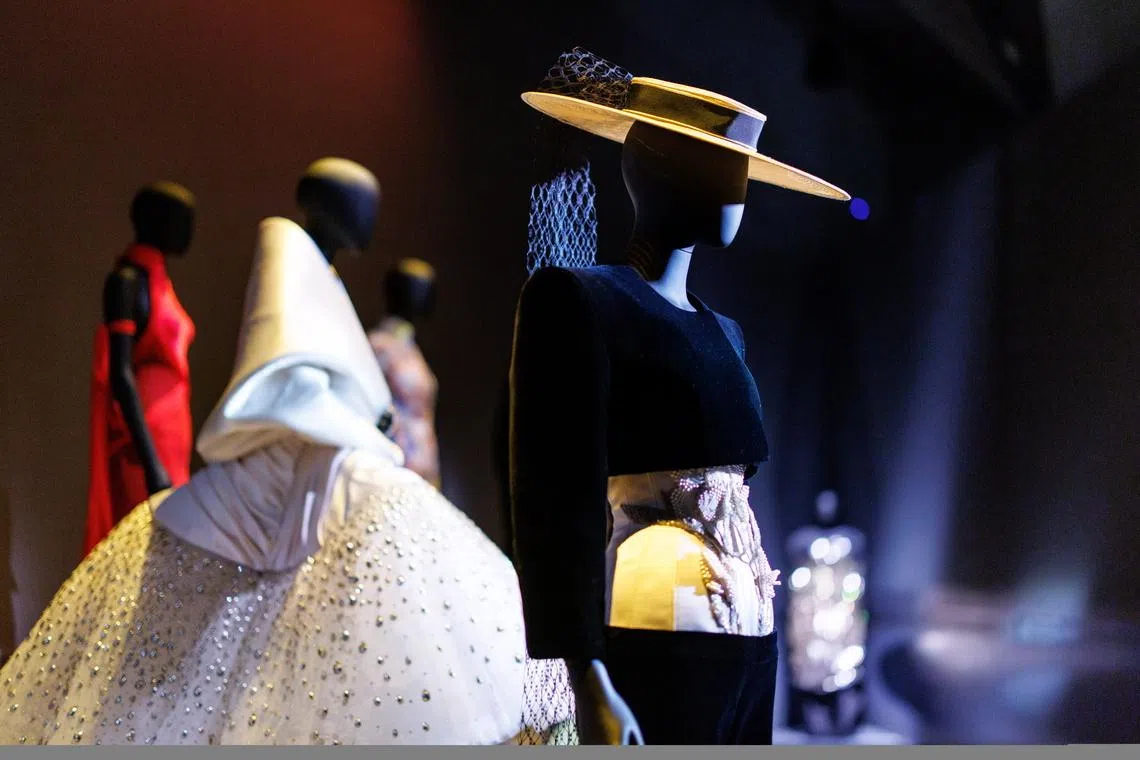 Creations by Schiaparelli at the exhibition. 