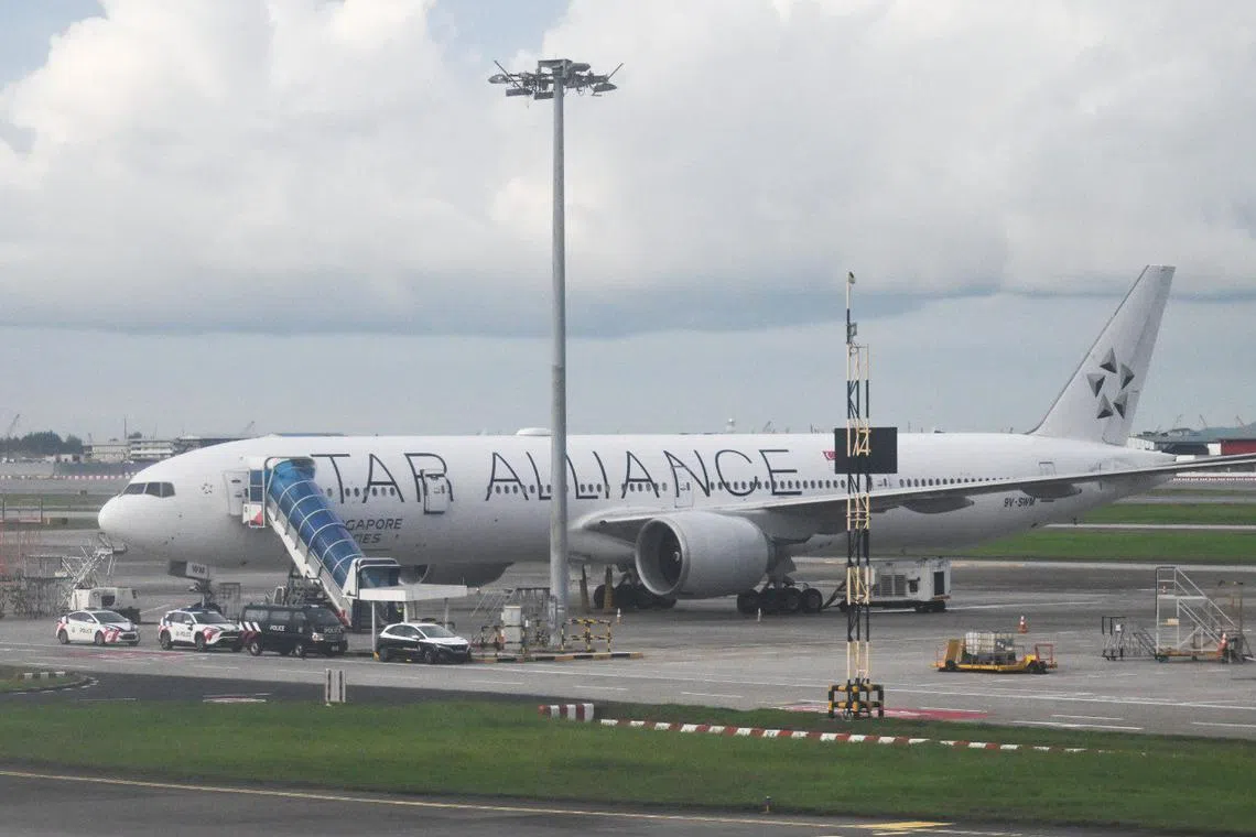 Aircraft 9V-SWM, a Boeing 777-300ER, returned back to Singapore at Changi Airport, on May 26.