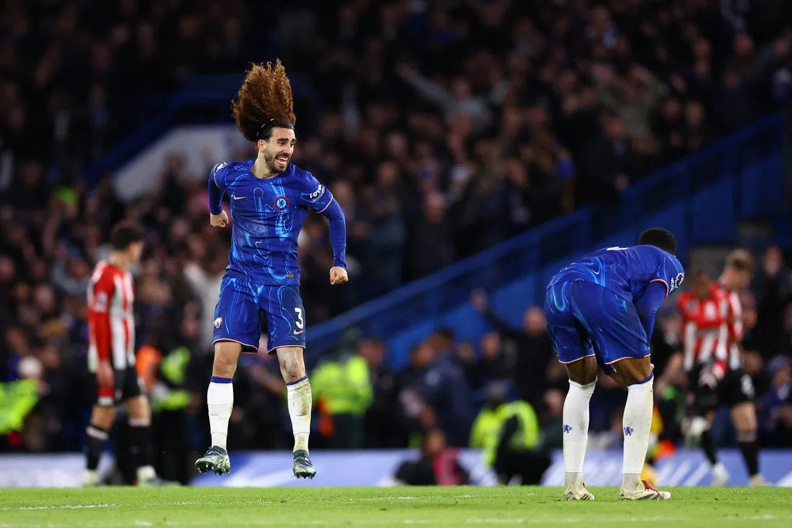 Chelsea's Marc Cucurella celebrates after the match.