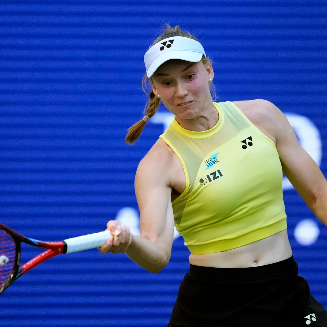 Tennis - U.S. Open - Flushing Meadows, New York, United States - September 7, 2026 Kazakhstan's Elena Rybakina in action during her round of 16 match against Japan's Naomi Osaka REUTERS/Eduardo Munoz