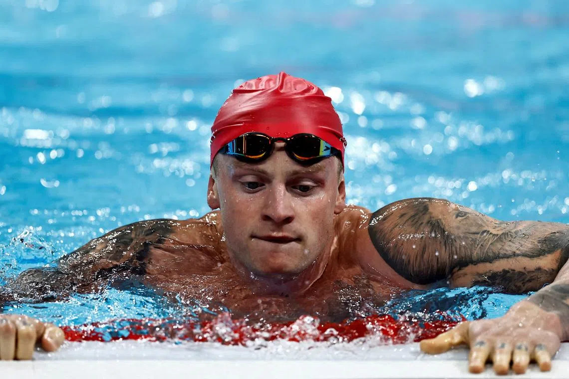 FILE PHOTO: Paris 2024 Olympics - Swimming - Men's 4 x 100m Medley Relay Final - Paris La Defense Arena, Nanterre, France - August 04, 2024. Adam Peaty of Britain reacts after the race. REUTERS/Clodagh Kilcoyne/File Photo