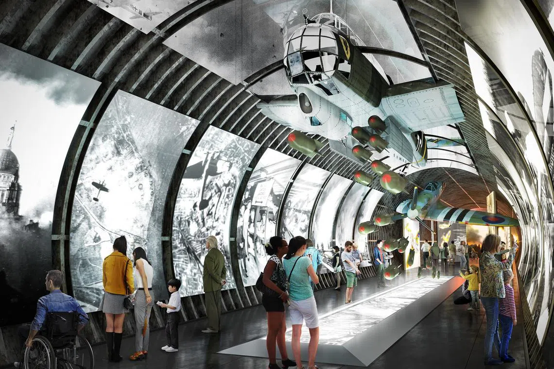 An illustration provided by London Tunnels, a new venture that owns the Kingsway Exchange tunnels, which sprawl beneath the city Underground’s Central Line. The new owner wants to invest about $275 million in the semi-secret tunnels, built but never completed for use as bomb shelters, to restore them and add technology for art installations and other attractions. (London Tunnels via The New York Times) -- NO SALES; FOR EDITORIAL USE ONLY WITH LONDON WWII SHELTERS BY  CLAIRE MOSES FOR APRIL 27, 2024. ALL OTHER USE PROHIBITED.