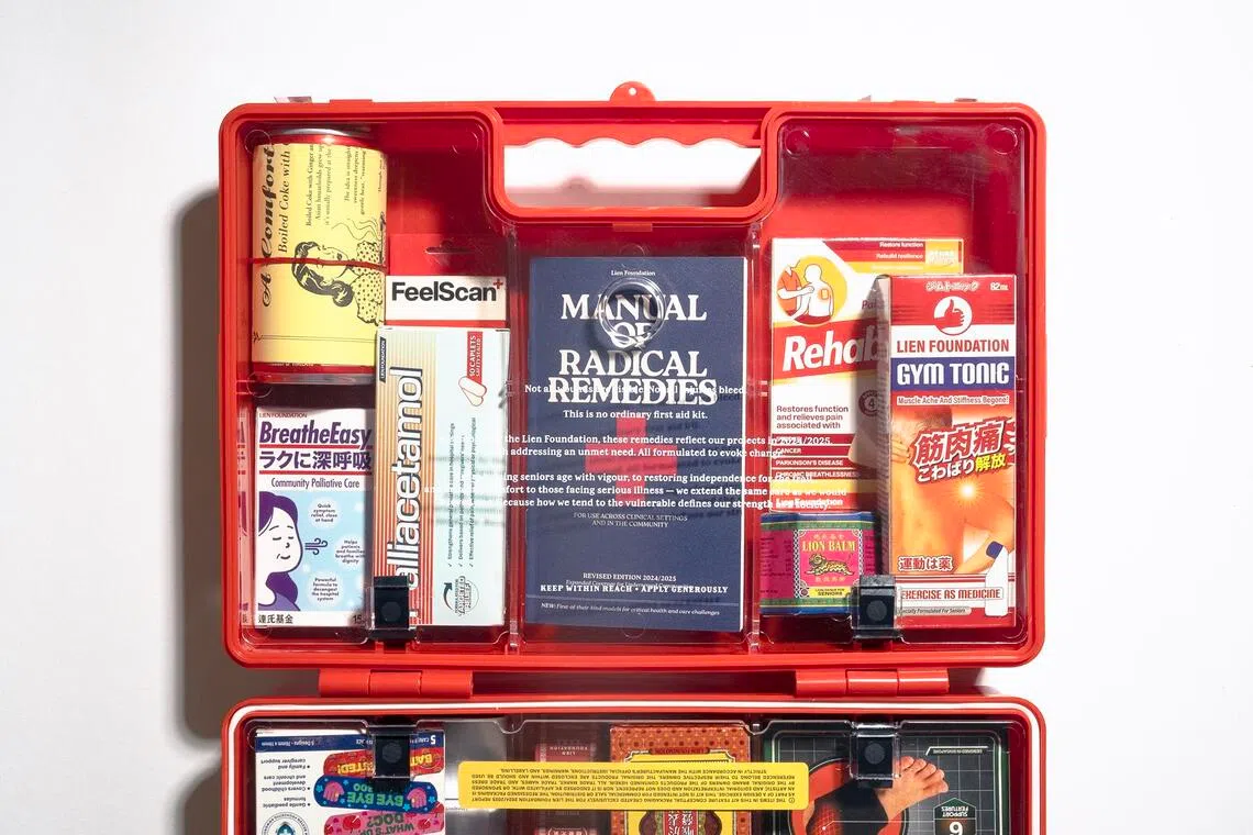 Designed by independent creative agency Kinetic Singapore, the concept organises 46 of the foundation’s projects into 14 first-aid items and one bonus remedy, all reimagined to highlight its work in the past two years.