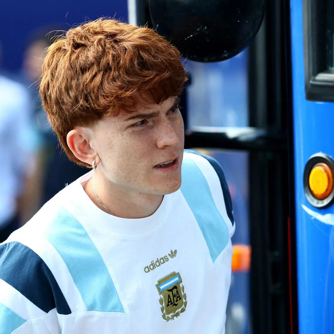 Soccer Football - FIFA World Cup 2026 - Round of 32 - Argentina v Cape Verde - Miami Stadium, Miami Gardens, Florida, U.S. - July 3, 2026 Argentina's Valentin Barco arrives at the stadium before the match REUTERS/Marco Bello/File Photo