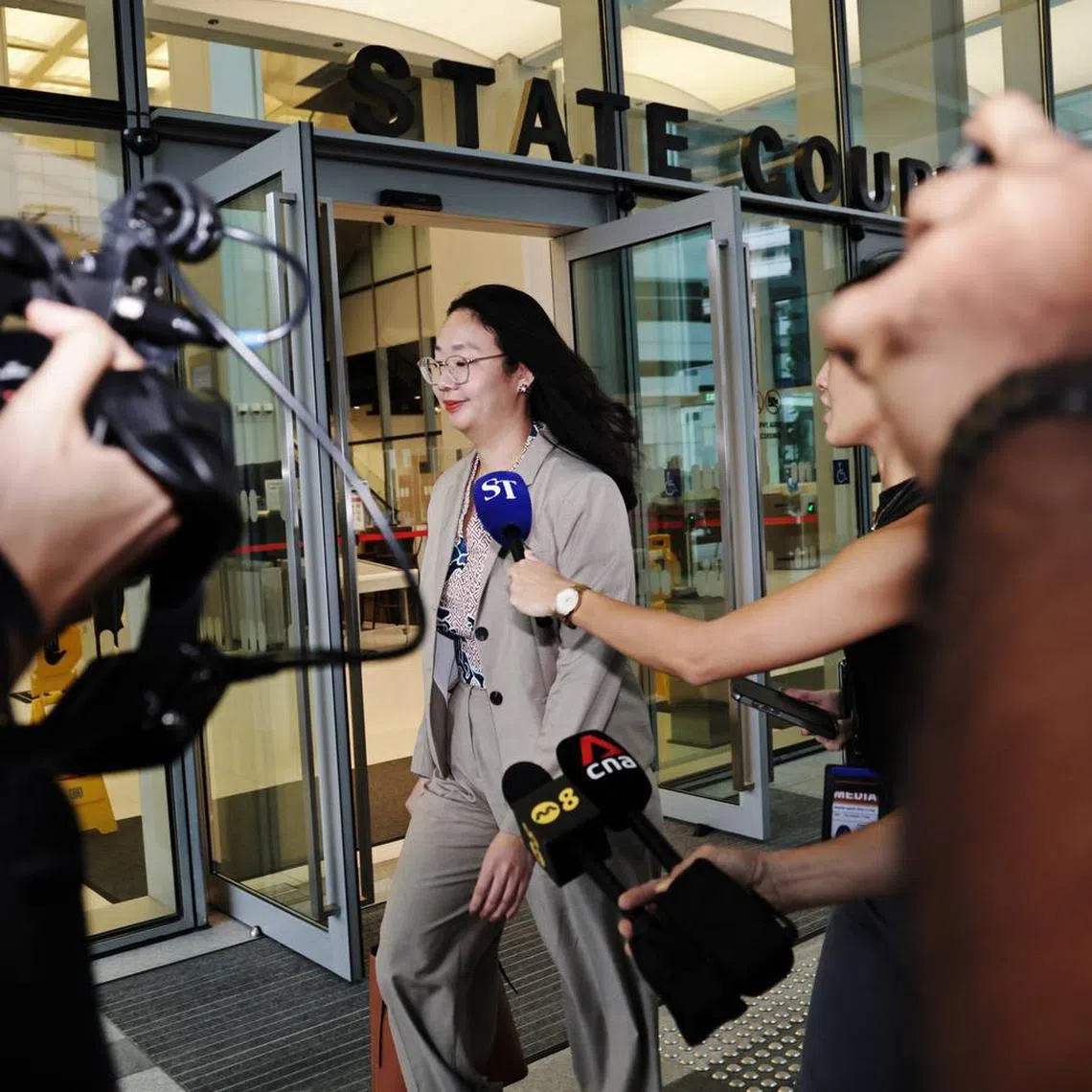 Former Workers' Party cadre Loh Pei Ying leaving at State Courts on Oct 17, 2024.