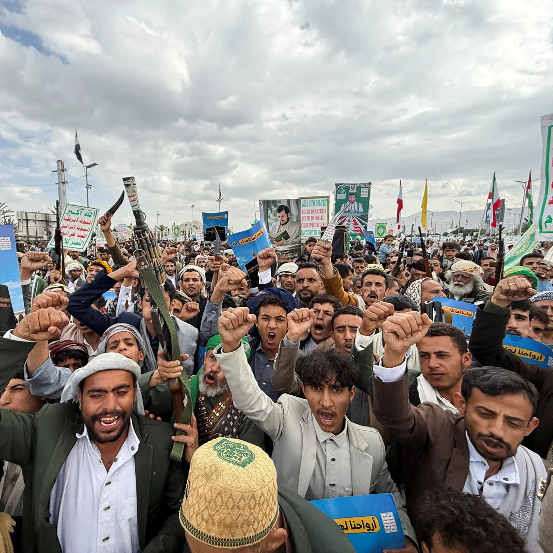 Houthi supporters celebrating advances made by Houthi forces along the Red Sea coastline, in Sanaa, Yemen, on Sept 18.