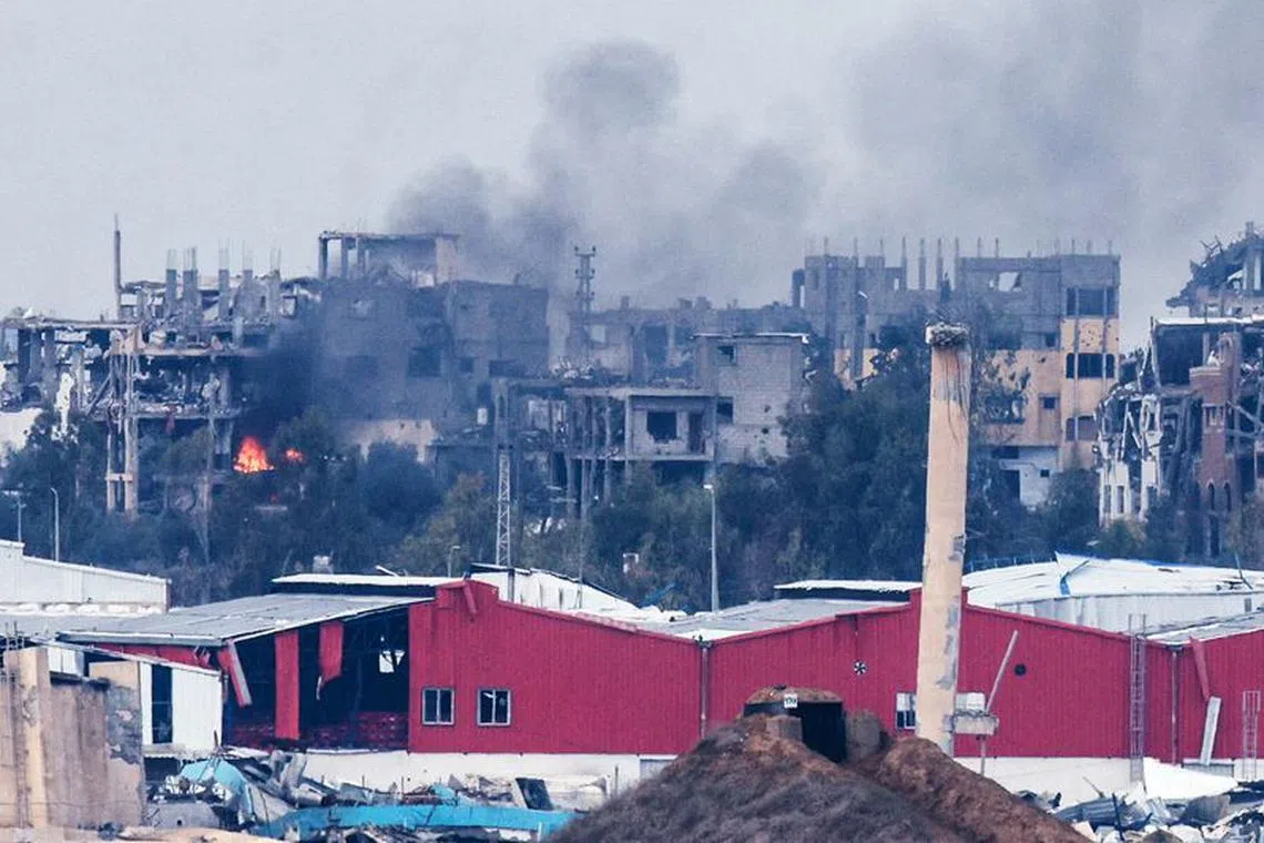 Smoke rises inside northern Gaza Strip following an airstrike, amid the ongoing conflict between Israel and the Palestinian Islamist group Hamas.