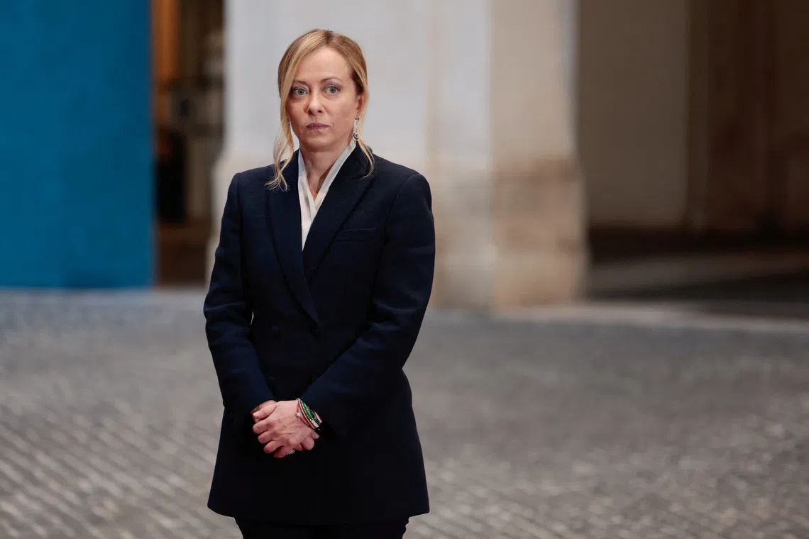 Italian Prime Minister Giorgia Meloni at Chigi Palace, in Rome, Italy, October 24, 2024. REUTERS/Remo Casilli
