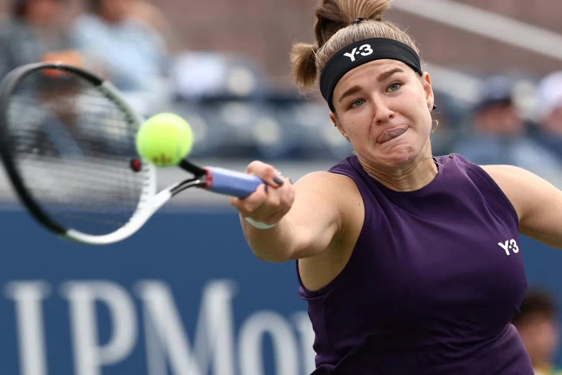 Tennis - U.S. Open - Flushing Meadows, New York, United States - August 28, 2025 Czech Republic's Karolina Muchova in action during her second round match against Romania's Sorana Cirstea REUTERS/Kevin Lamarque