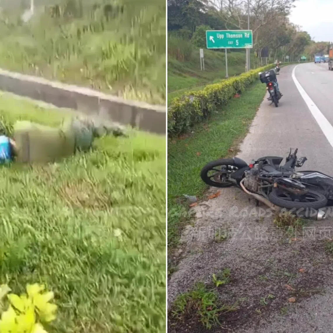 The 21-year-old motorcyclist was taken conscious to Khoo Teck Puat Hospital.