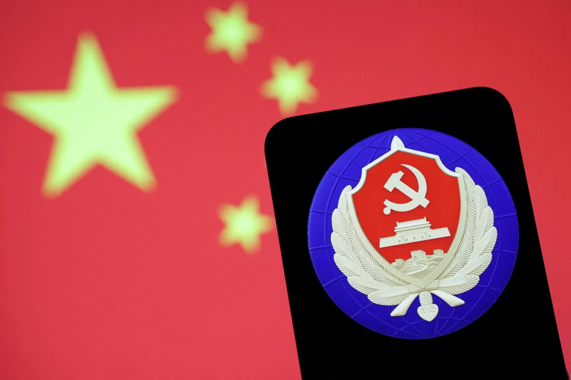 MSS (Ministry of State Security) logo and Chinese flag are seen in this illustration taken May 6, 2025. REUTERS/Dado Ruvic/Illustration
