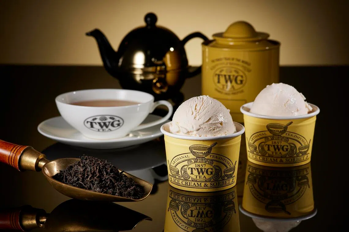 TWG Tea Gallery Exclusive: Pandan Gula Melaka & Coconut Tea Ice Cream and Soursop & Temi FTGFOP1 Sorbet.