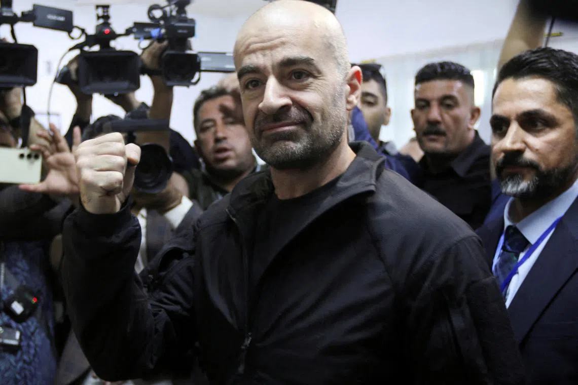 FILE PHOTO: Bafel Talabani, President of The Patriotic Union of Kurdistan (PUK), gestures during Iraq's Kurdistan region parliamentary election in Sulaimaniya, Iraq October 20, 2024. REUTERS/Ako Rasheed/ File Photo