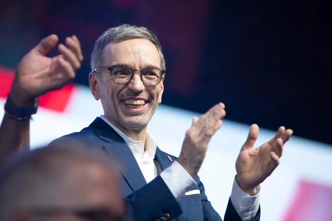 Buoyed by discontent over soaring inflation, Mr Herbert Kickl has profited from the plummeting popularity of the ruling coalition of conservatives and Greens.