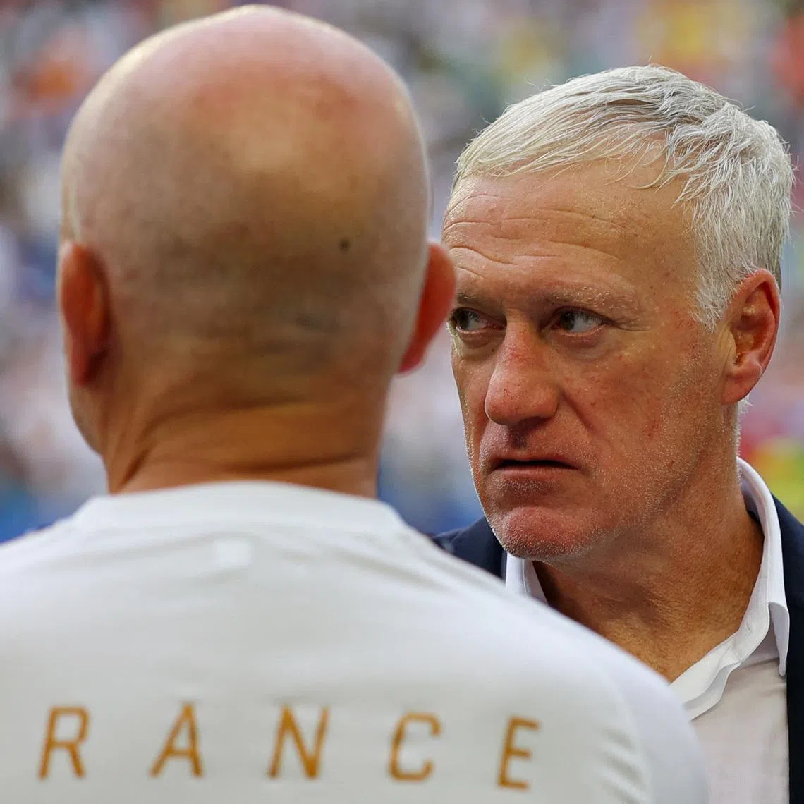 Soccer Football - FIFA World Cup 2026 - Bronze Final - France v England - Miami Stadium, Miami Gardens, Florida, U.S. - July 18, 2026  France coach Didier Deschamp looks dejected after the match as France finish fourth place in the World Cup REUTERS/Carlos Barria