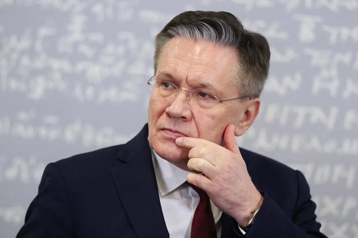 Director General of Russia's State Atomic Energy Corporation Rosatom Alexei Likhachev speaks to the media after the Russia-IAEA interagency consultations in Moscow, Russia March 13, 2026. REUTERS/Ramil Sitdikov