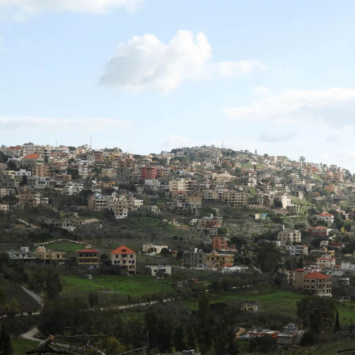 A view shows buildings in Khiam village, near the border with Israel, southern Lebanon, on Feb 19.
