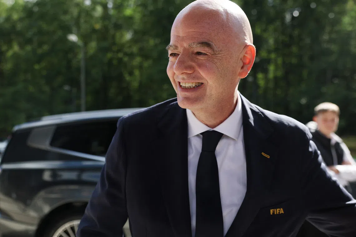 FIFA President Gianni Infantino arrives at the stadium before the FIFA Under-20 Women’s World Cup match between Poland and Argentina.