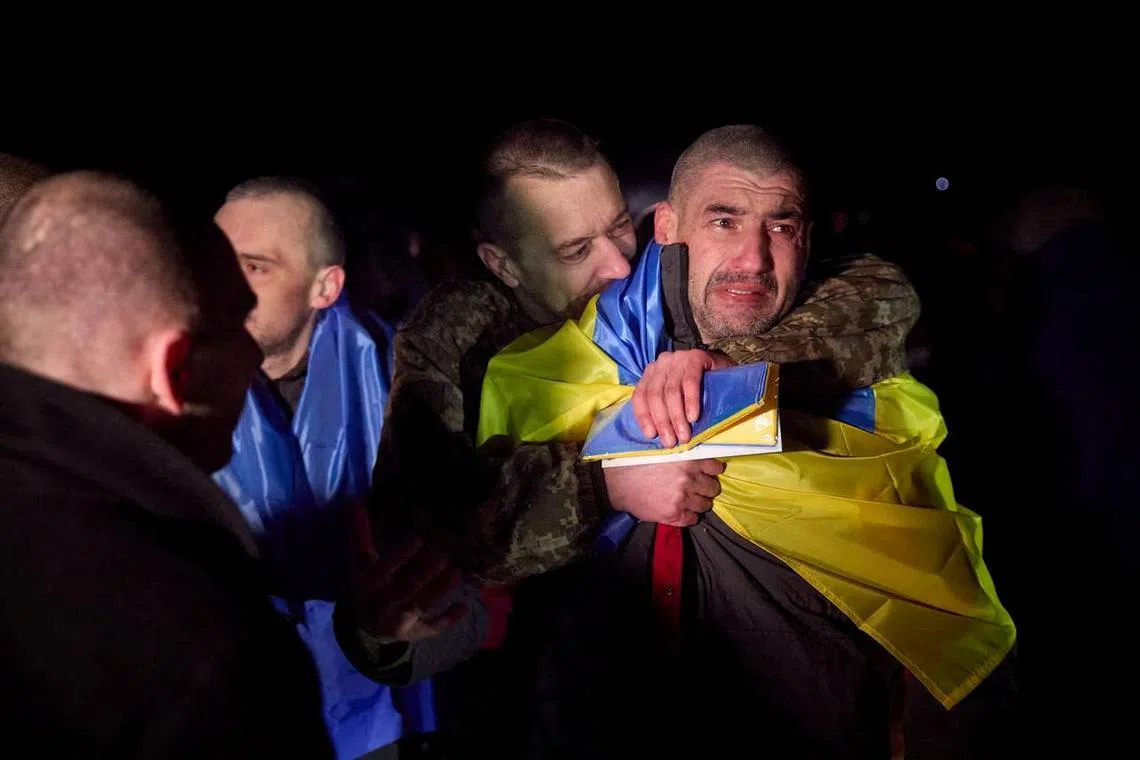 Ukrainian prisoners of war return home, following a prisoner swop with Russia.