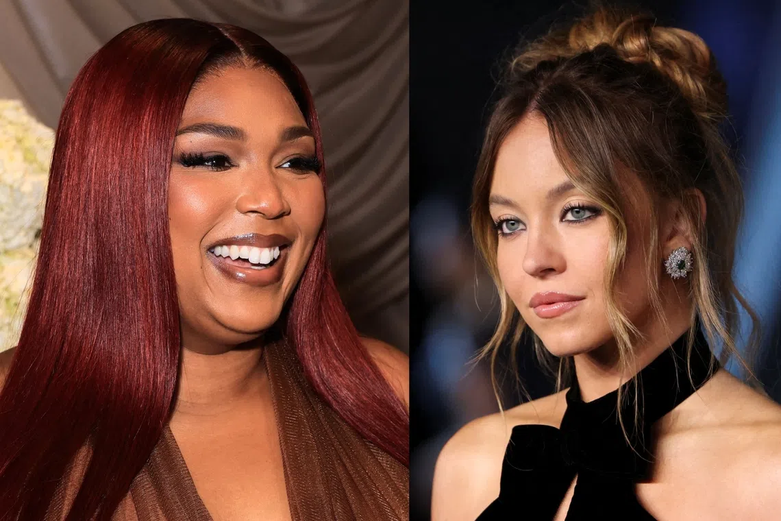 An unreleased song by US pop star Lizzo (left) references US actress Sydney Sweeney (right), who appeared in a jeans ad that went viral over claims of white supremacist content.